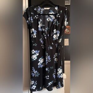 Hollister Black Dress with Blue Floral Design